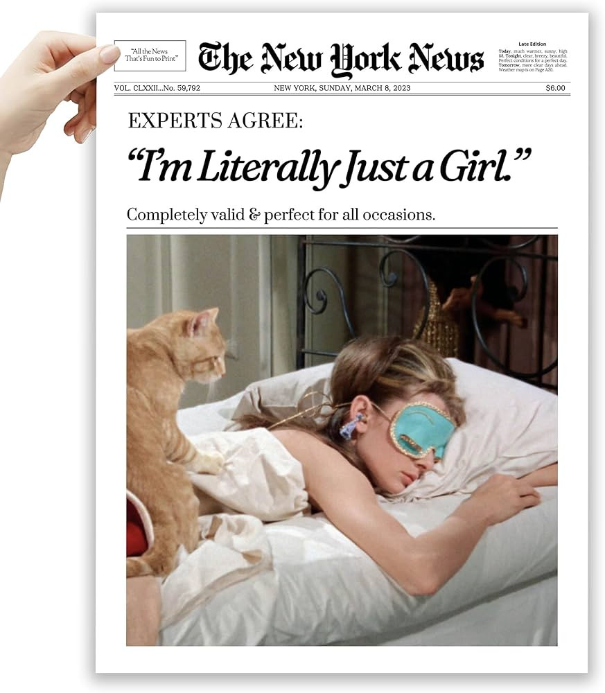 EcoHest Unframed Trendy Newspaper Audrey Hepburn Magazine Wall Art, 12x16 in I‘m Literally Just... | Amazon (US)