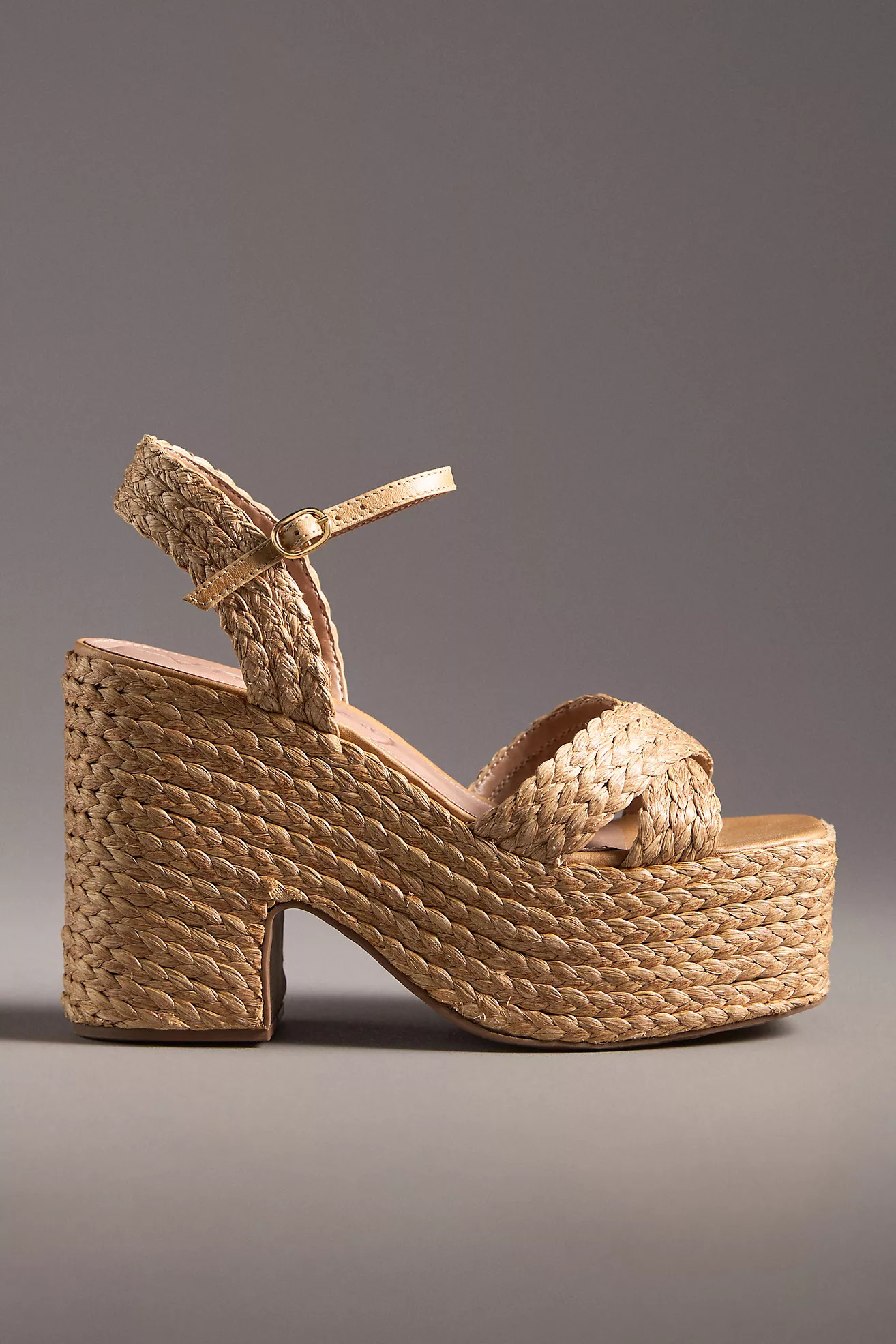 Vicenza Cross-Strap Raffia Platform Sandals | Anthropologie (US)