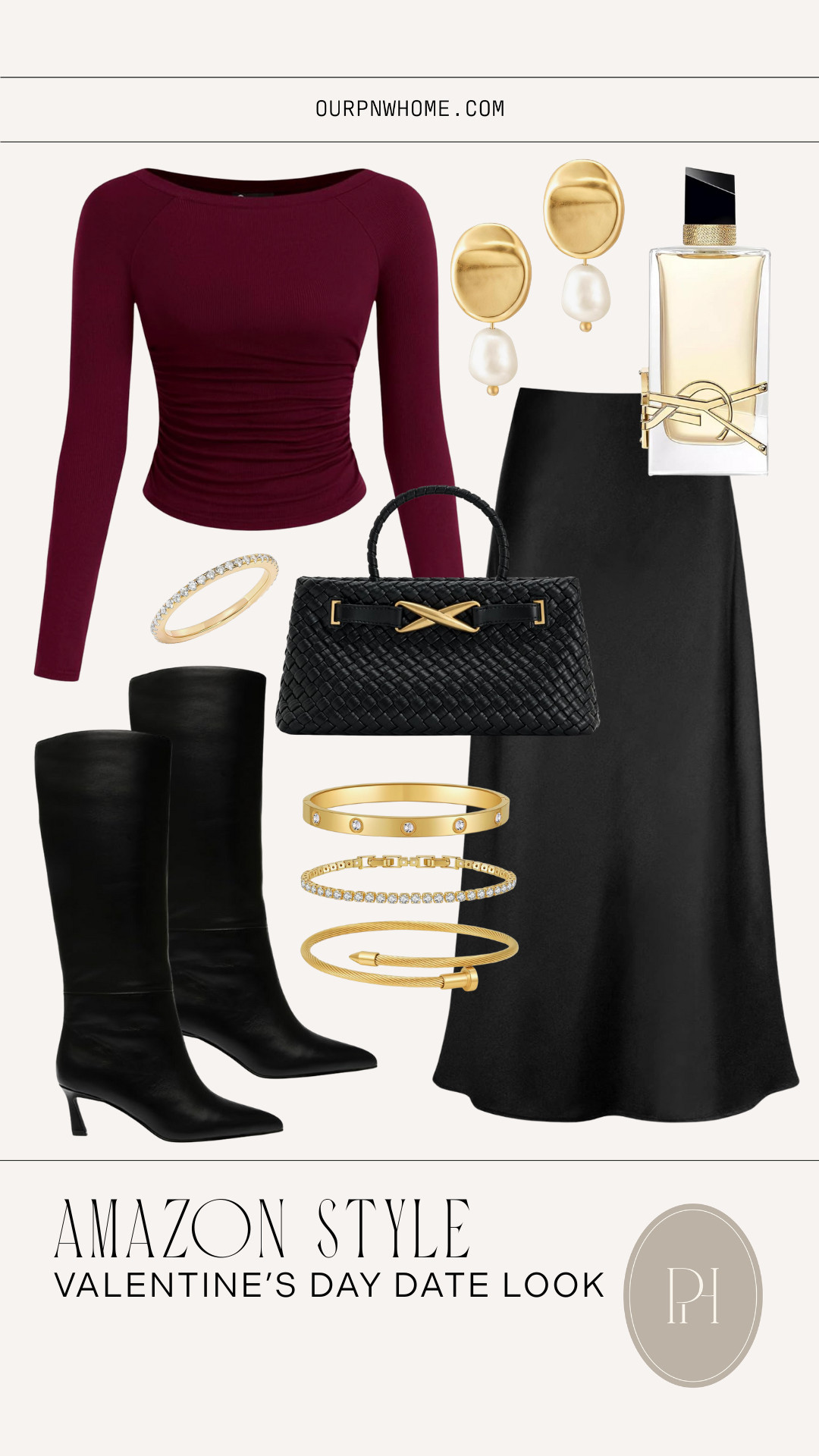 Extra chic Amazon finds for your Valentine's Day date night!

date night look, date night outfit, satin skirt, black skirt, midi skirt, winter fashion, winter outfit, winter style, winter look, gold earrings, pearl earrings, perfume, women's fragrance, ring, gold bracelets, layered bracelets, stacked bracelets, black handbag, clutch purse, black boots, knee high boots 

 #LTKgrwm #LTKootd #LTKSeasonal