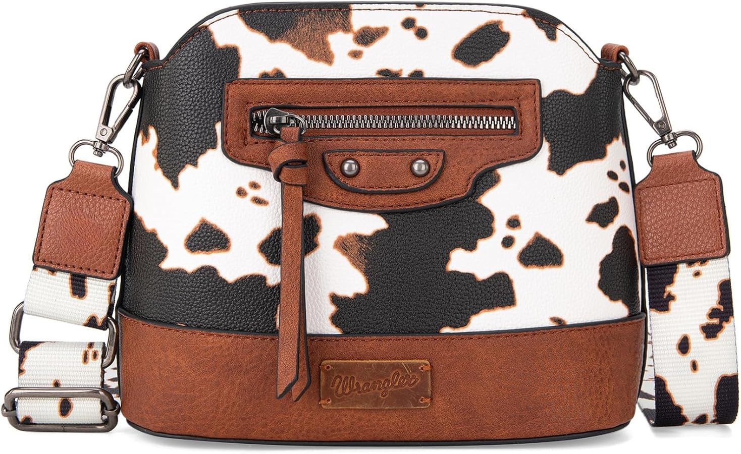 Wrangler Cow Print Crossbody Bag for Women Western Cross Body Purse with Signature Strap | Amazon (US)