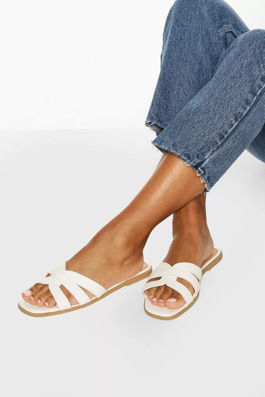 Wide Fit Cross Strap Sliders | Boohoo.com (UK & IE)