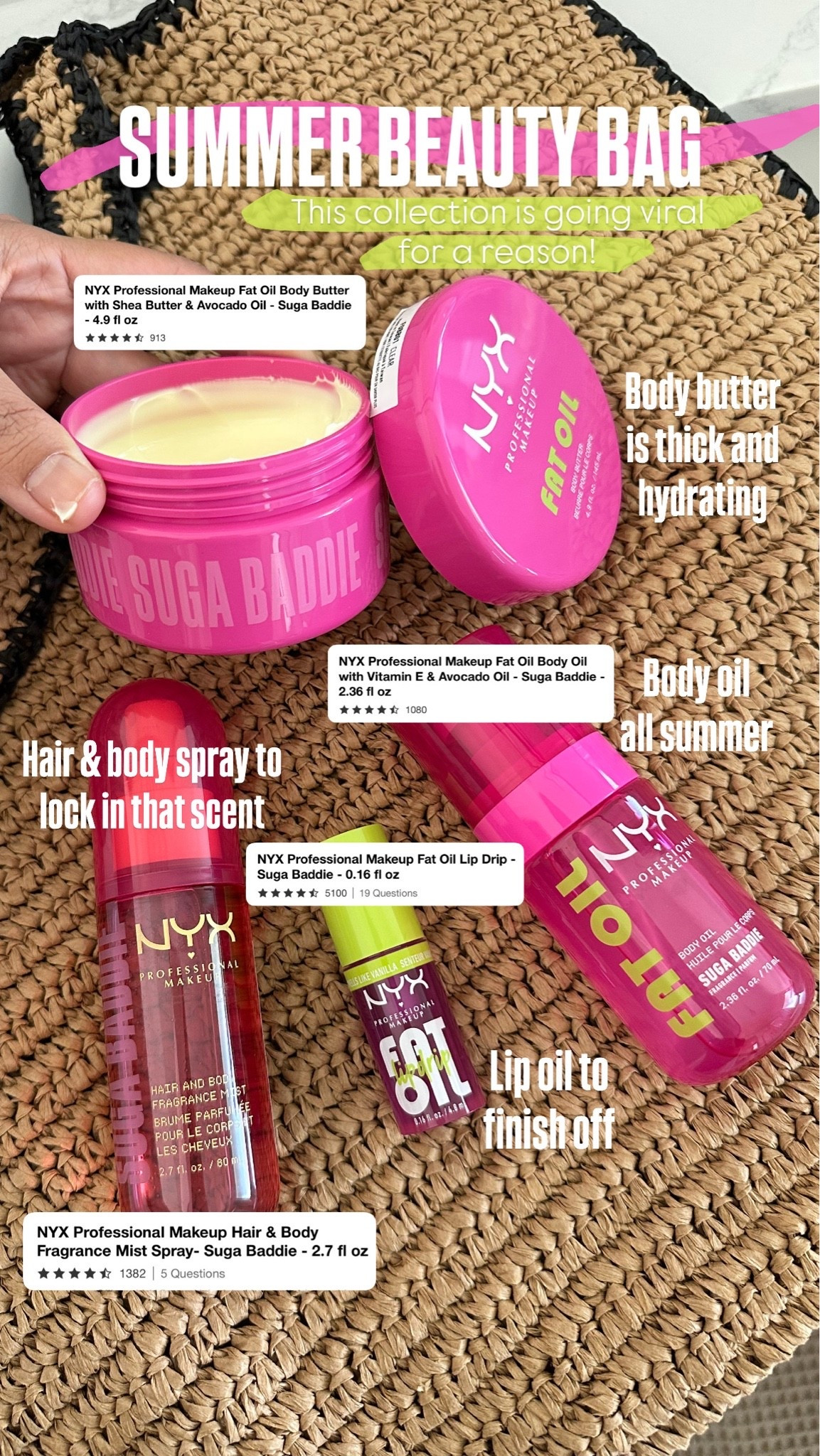 Adding NYX BODY into my summer beauty bag! Suga Baddie smells sooo delicious like vanilla sugar 🍦 The trio with the body butter, body oil and the hair/body spray is what’s going to make you smell and feel like a baddie all summer long 💁🏻‍♀️ Linking these + the other scents for you girlies 🫶🏼

#ad #target #nyx

#LTKgrwm #LTKselfcare #LTKBeauty