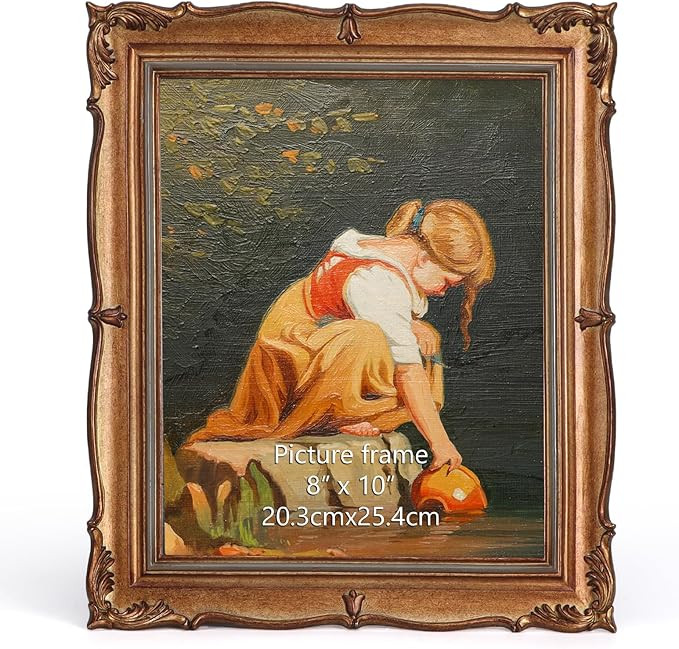 PHAREGE Vintage Picture Frame 8x10 Bronze, 8 by 10 Ornate Decorative Antique Frame with Mat for 5... | Amazon (US)