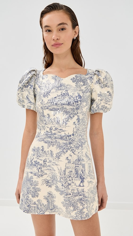 Helene Puff Sleeve Sequin Toile Dress | Shopbop