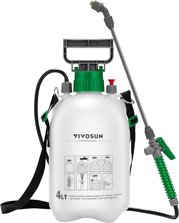VIVOSUN 1 Gallon Pump Pressure Sprayer, 4L Pressurized Lawn & Garden Water Spray Bottle with 3 Wa... | Amazon (US)