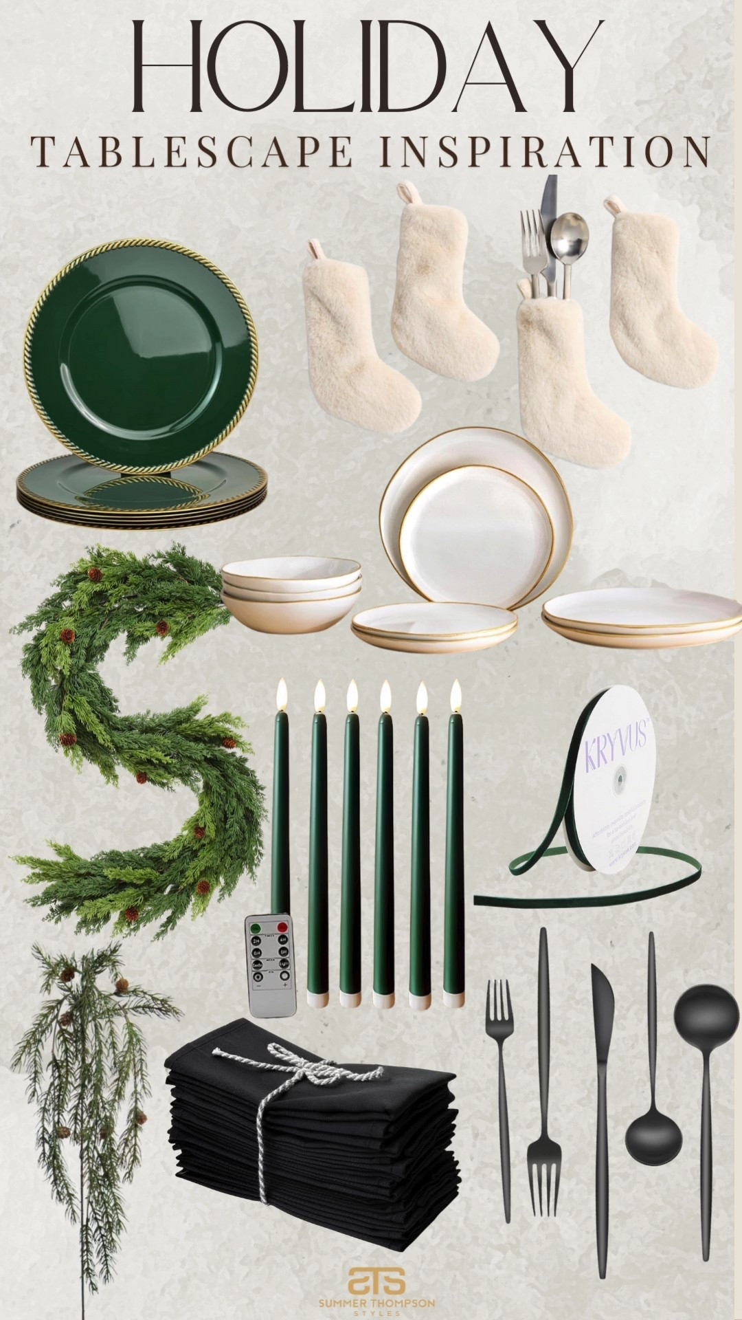 Another holiday tablescape I am loving! 

Charger plates. Stockings. Faux fur. Candles. Velvet ribbon. Dishes. Ceramics. Greenery. Cutlery. Boat flatware. Trending. Best sellers. Viral  

#LTKSeasonal #LTKHoliday #LTKHome