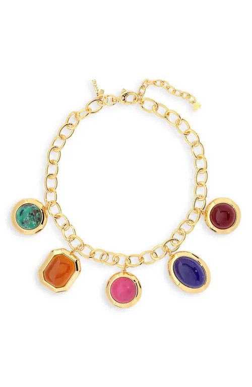Lele Sadoughi Bezel Charm Necklace in Glass Rainbow at Nordstrom | Nordstrom