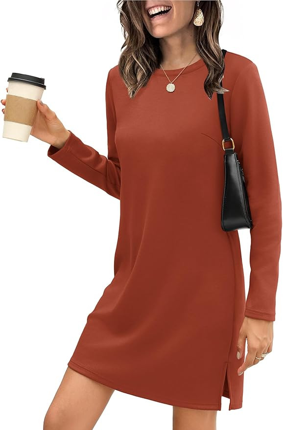 SAMPEEL Dresses for Women 2025 Casual Long Sleeve Cozy Tshirt Dress Fashion Fall Outfits | Amazon (US)