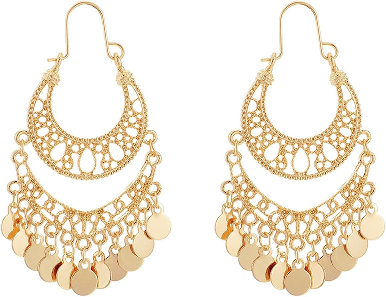 Boho Antique Carved Flower Dangle Drop Earrings for Women Vintage Retro Handmade Hollowed Antique... | Amazon (US)