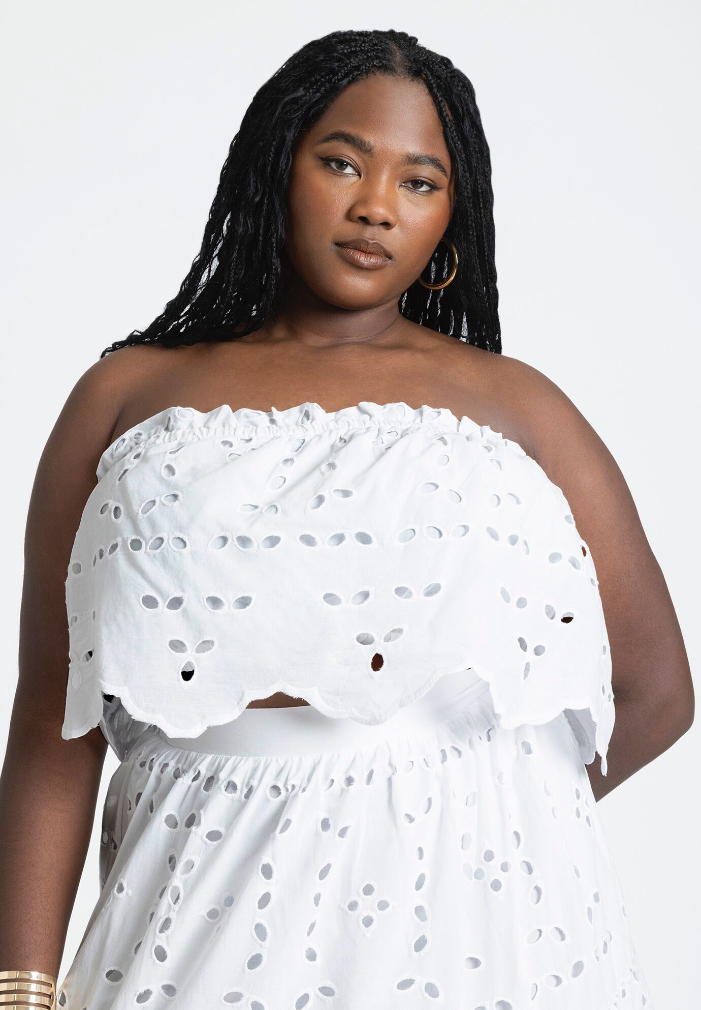 Scallop Eyelet Bandeau Top | Eloquii