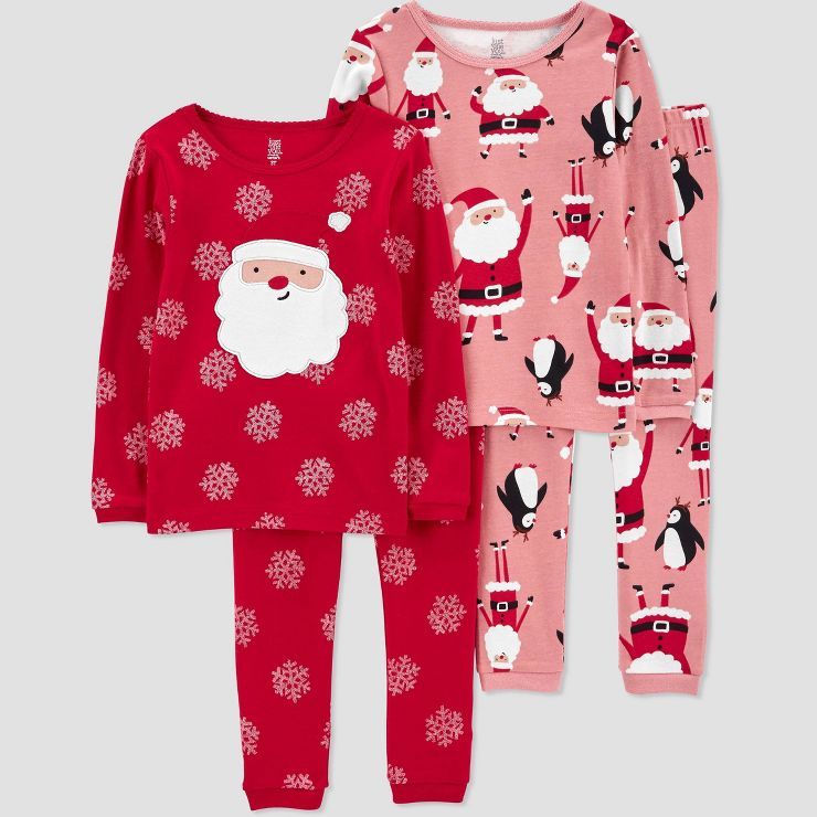 Carter&#39;s Just One You&#174; Toddler Girls&#39; 4pc Snowflake Santa Pajama Set - Pink 2T | Target