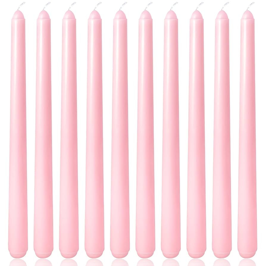 10 Inch Baby-Pink Taper Candles for Home Decoration, 10 Pack Unscented Candlesticks for Dinner We... | Amazon (US)