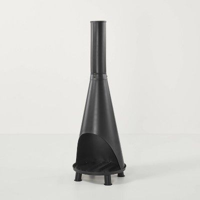 Wood Burning Outdoor Metal Fire Pit Chimenea Black - Hearth & Hand™ with Magnolia | Target