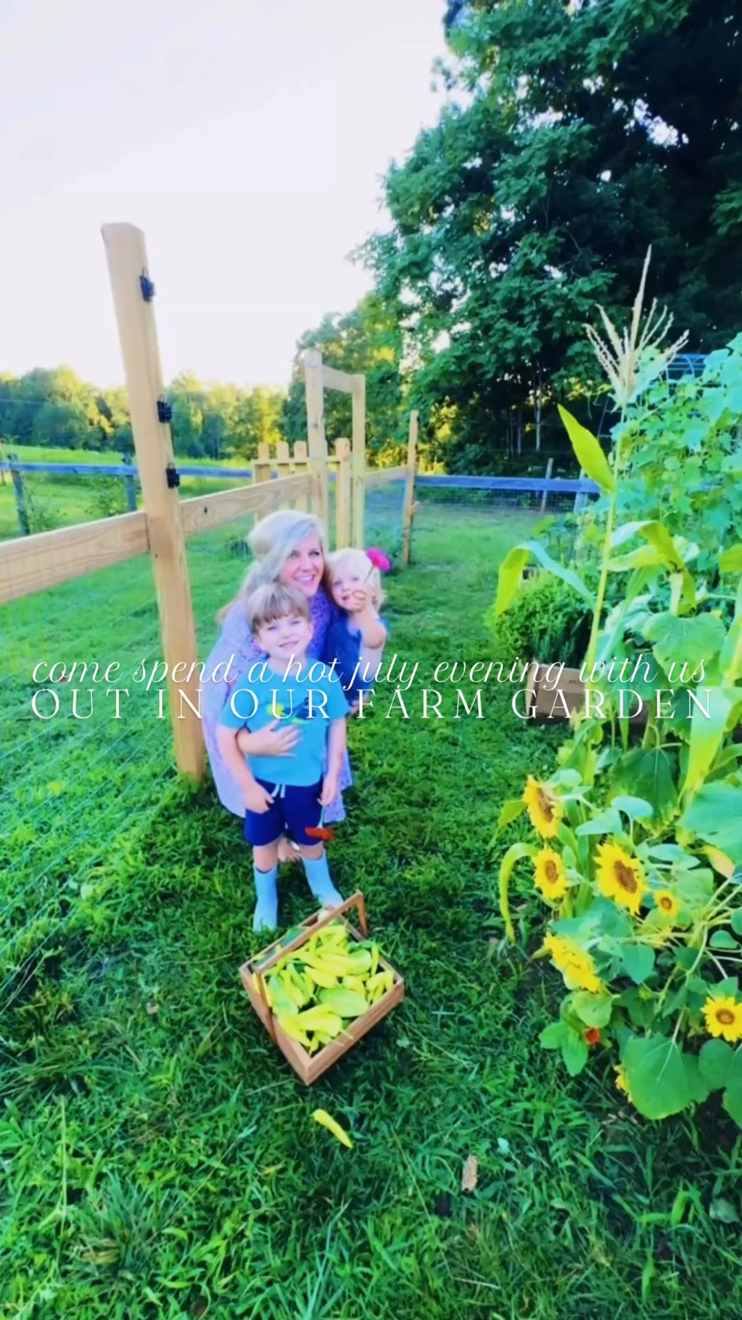 come spend an evening with us out in our country farm garden - just so grateful for this beautiful life we get to live out on this slice of heaven !!! 🪴👩‍🌾🌻👶🏼💖🐓🌸🧺🍅🥒🌶️🍉🌾✨🌽 #summerinthegarden #gardenharvest #gardennights 

Oh what a joy 🤩 it is watching all the beautiful things grow grow grow ✨ in our garden 🪴 and getting to see the pure delight 😍 on our babies’ 👶🏼 faces as we harvest it all summer long!!! 💖 All the homegrown goodness 🌻, farm time play 🪏 for the boys 💙, and even got to see our nightly “deer deer” 🦌 friends, too!! 🫶🏽 #raisingbabiesinthegarden #farmgarden