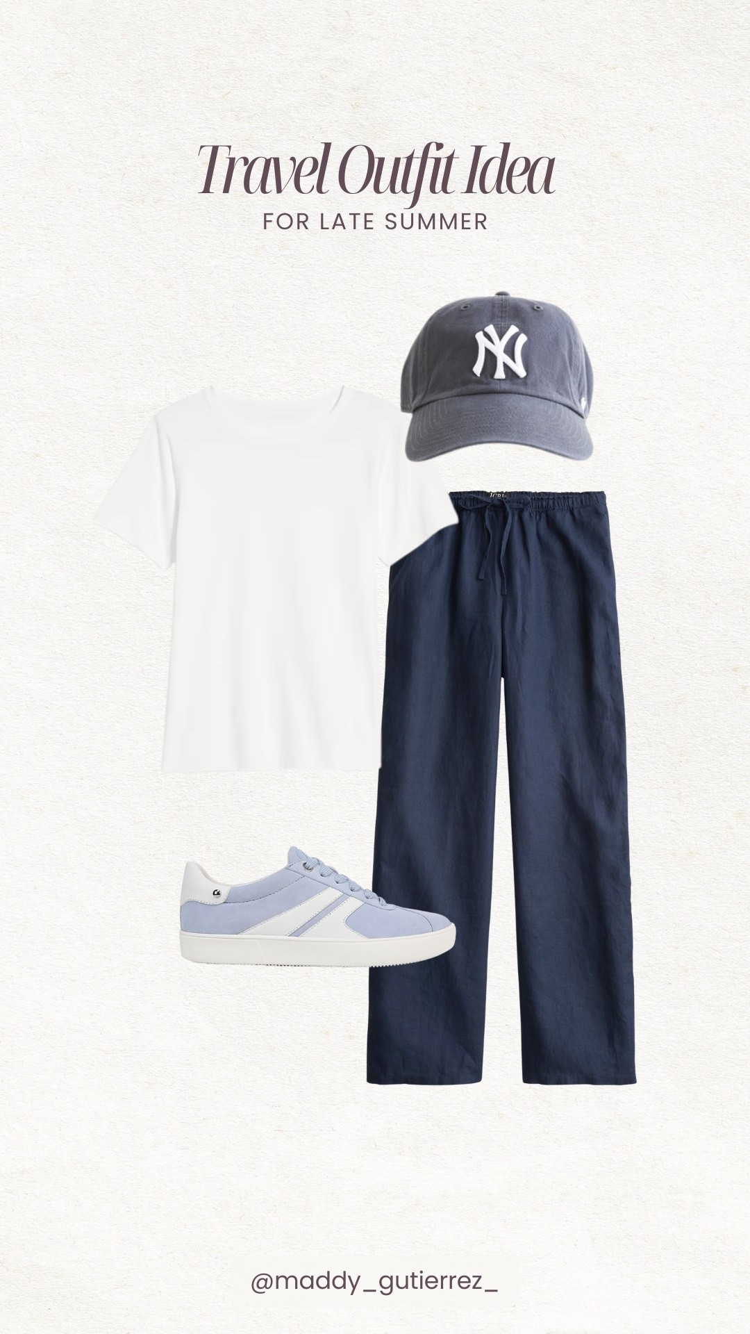 A good travel outfit can make or break your travel day. I always opt for a wide leg pant (or something loose at the very least) for maximum comfort and air flow. Paired with a classic white tee and a comfy pair of sneakers, this travel outfit is so comfortable but still elevated!

#LTKSeasonal #LTKStyleTip