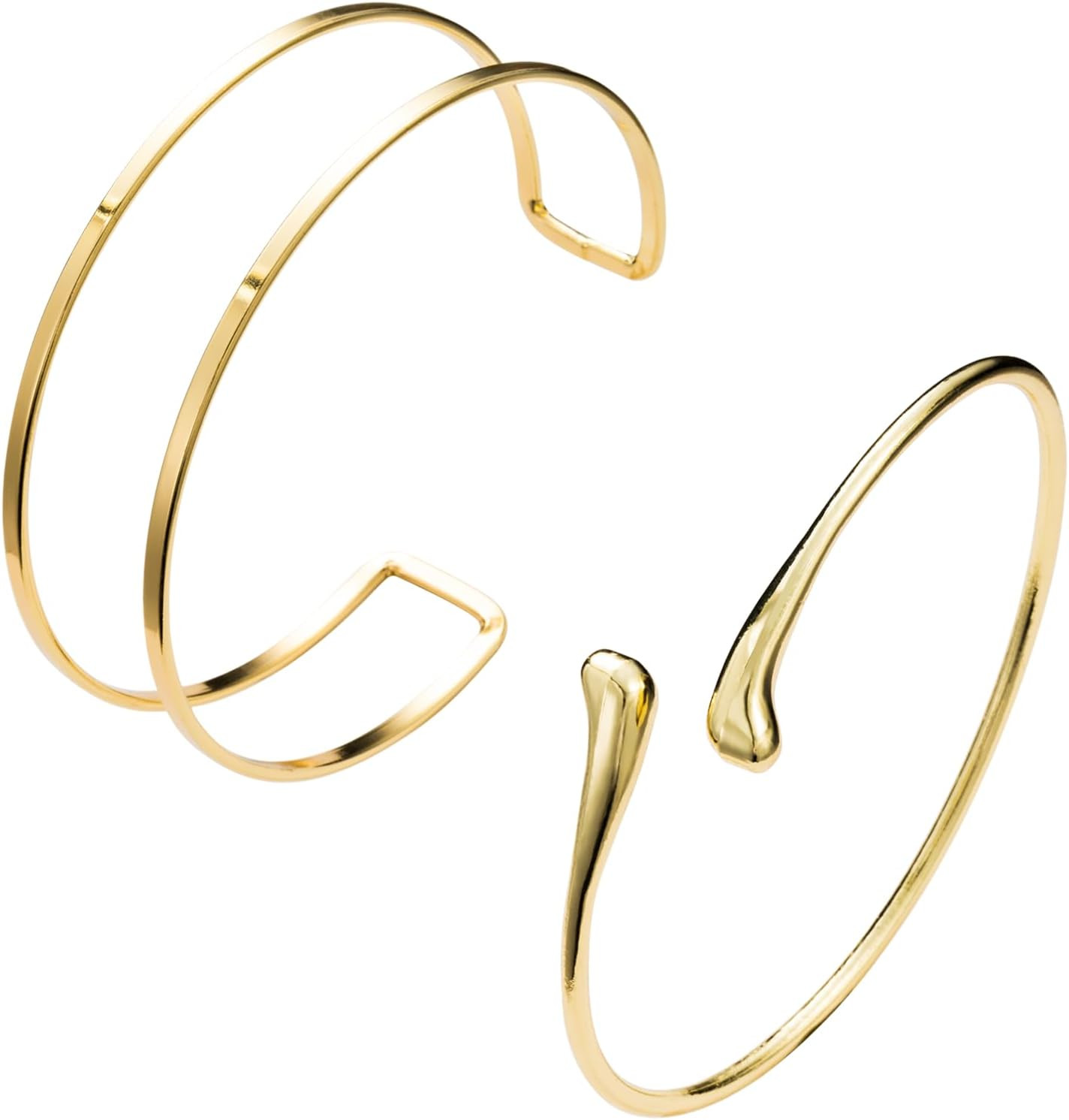 2Pcs Gold Arm Cuff Jewelry for Women Upper Arm Bracelet Bangle Open Adjustable Cuff Bracelet Minimalist Armband Stackable Jewelry for Summer Beach | Amazon (US)