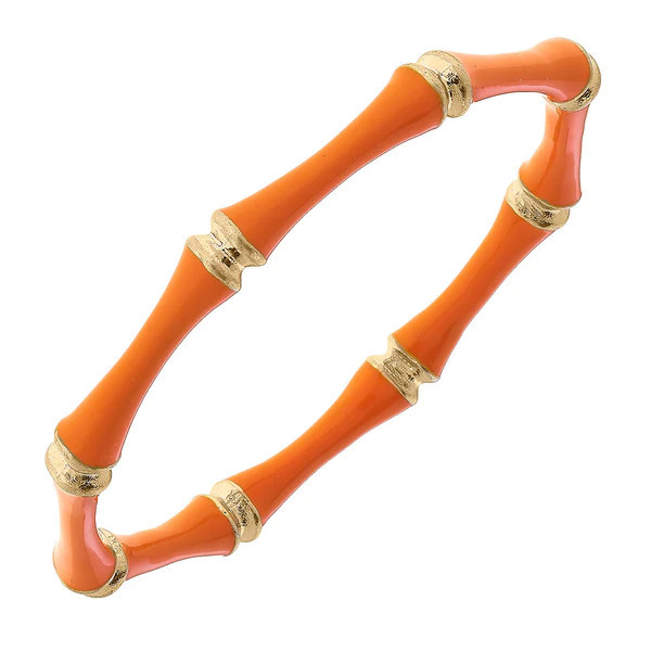Celeste Enamel Bamboo Bangle in Orange | CANVAS