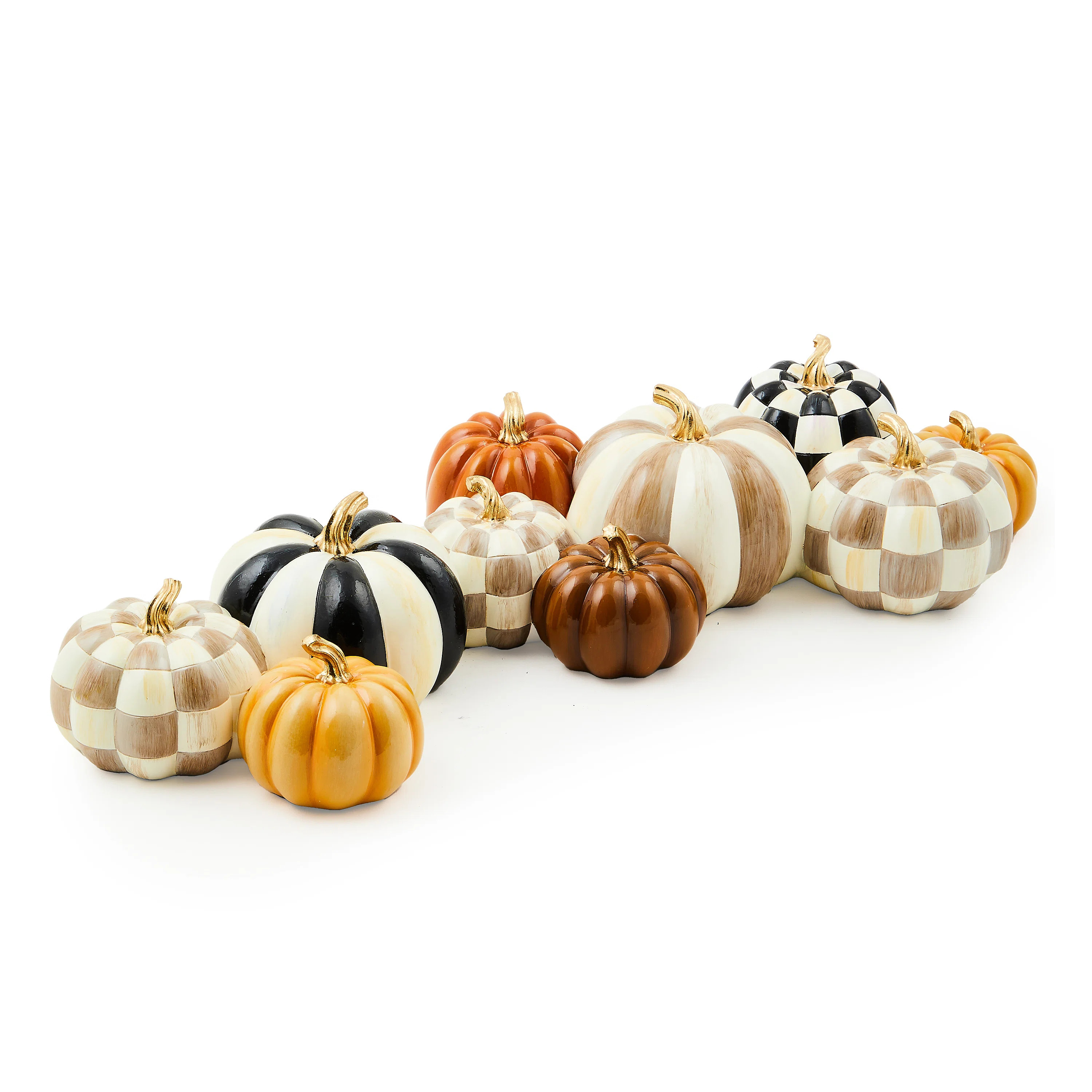 Autumnology Check And Stripe Pumpkin Cluster | Wayfair North America