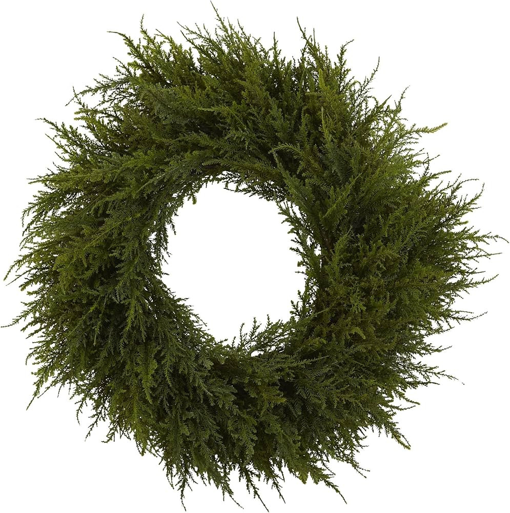 Nearly Natural 4952 Cedar Wreath, 24-Inch, Green | Amazon (US)