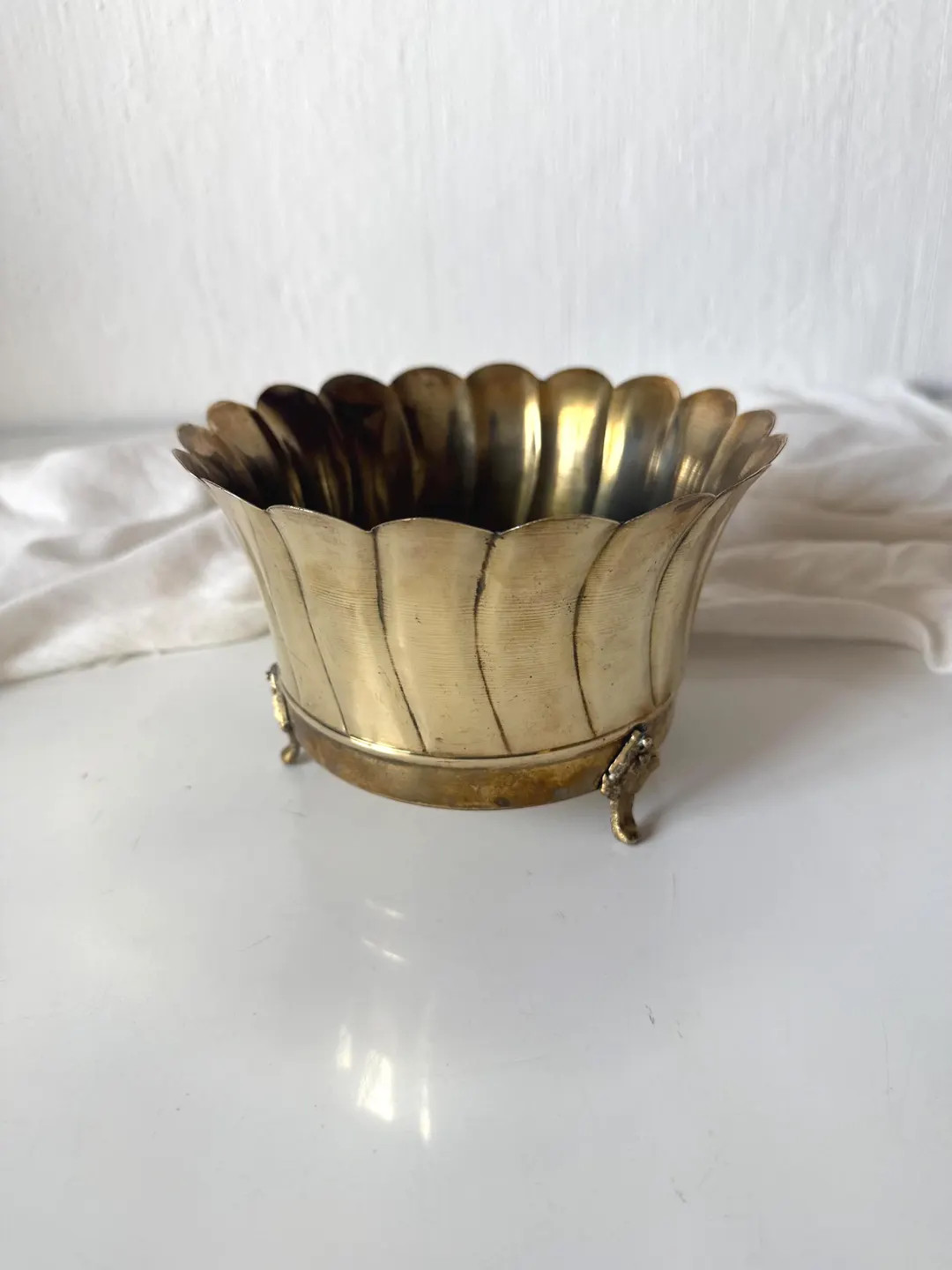 Vintage Brass Planter Pot Lotus Petal Design Footed Bowl Centerpiece Home Decor | Etsy (US)