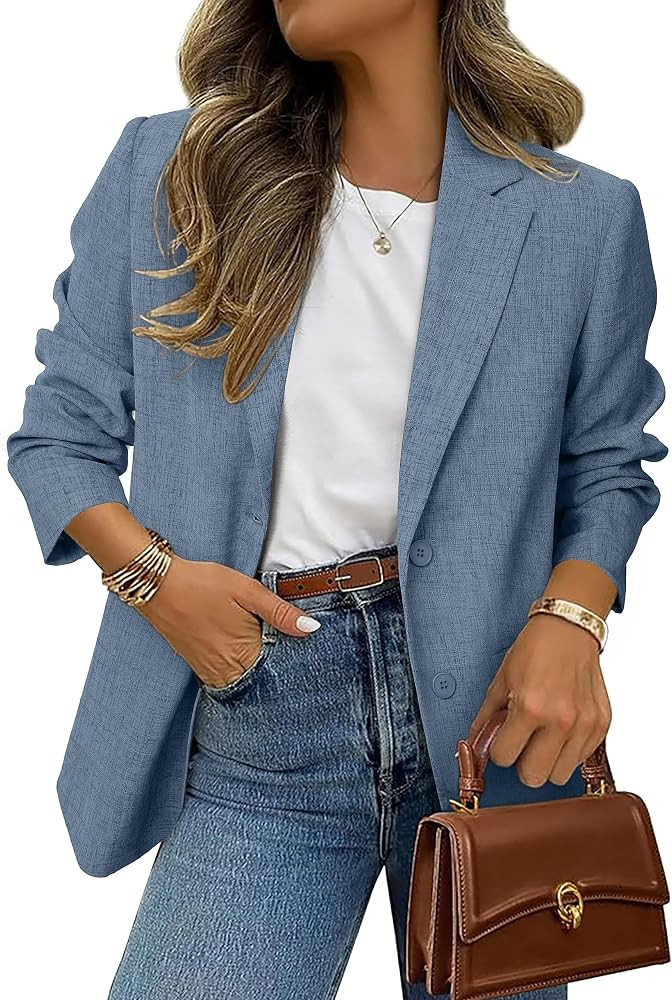 Simplee Blazers for Women Business Casual 2026 Oversized Long Sleeve Open Front Lapel Suit Jacket... | Amazon (US)