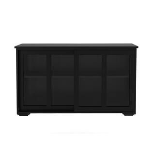 Black Kitchen Storage Stand Cupboard with Glass Door S28215277 - The Home Depot | The Home Depot