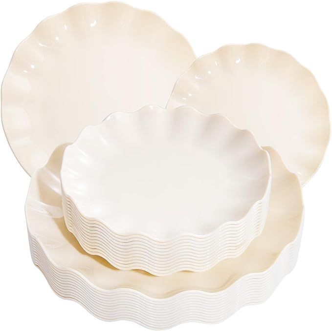 LIYH 24pcs Plastic Plates Reusable, Plastic Dinnerware Set,Unbreakable Dinner Plates, Salad Plate... | Amazon (US)