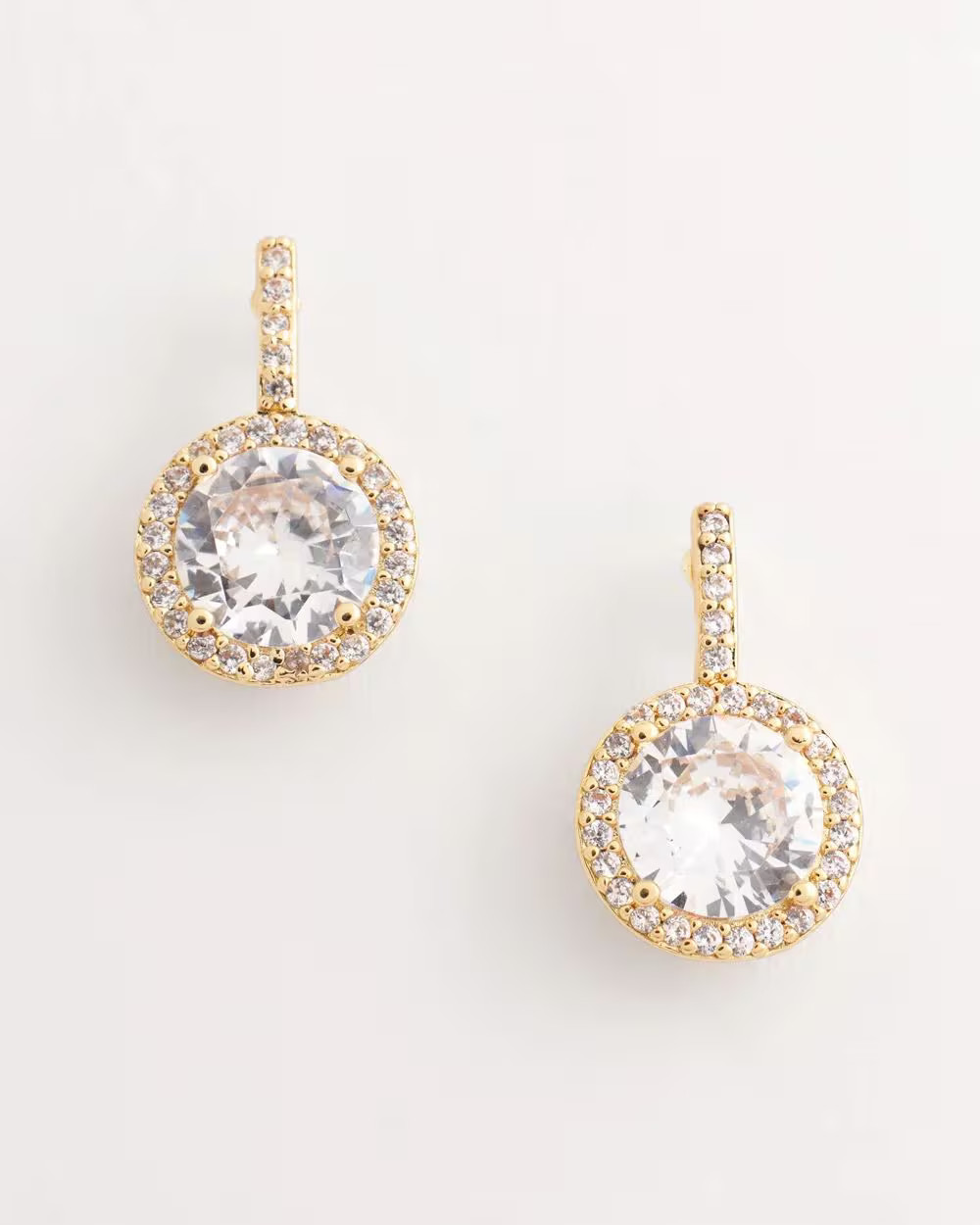 Goldtone Bezel Set Cubic Zirconia Halo Earrings | Chico's