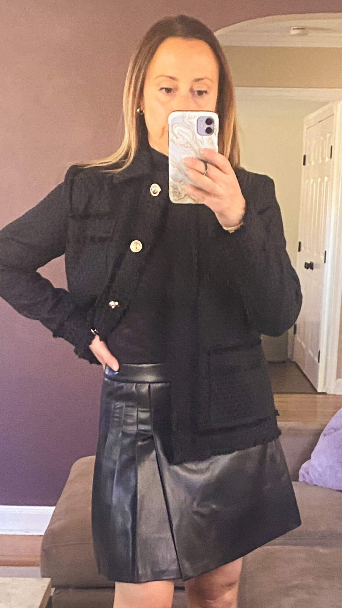 Christmas outfit. Holiday outfit. Christmas party dress. Holiday party dress. Ltkcyberweek. Holiday party outfit. Christmas outfit. Christmas party outfit  


Amazing and classic faux leather skirt black sheer dress. Wedding guest dress. Fall event Dress  Fall outfit idea. Dressy event. Dressy casual outfit. Blazer. Black lady jacket  
#LTKCyberWeek

#LTKHoliday #LTKSeasonal #LTKHoliday