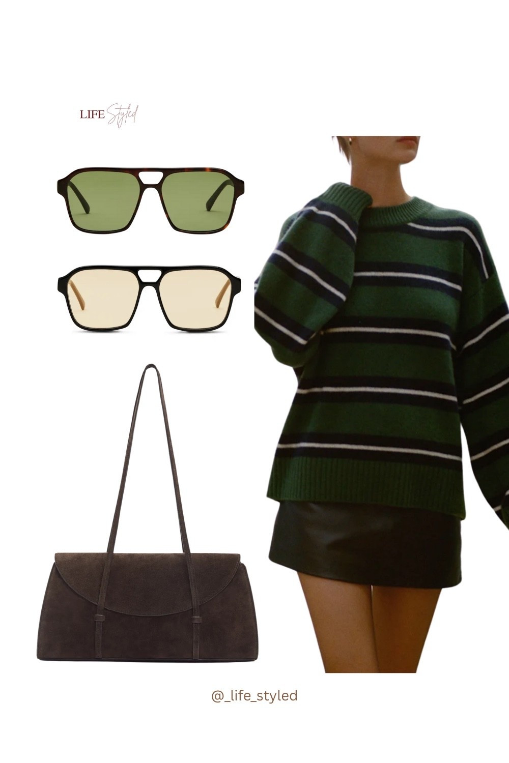 Effortless holiday party vibes ✨ The chic shoulder bag, striped sweater, and aviator sunnies are Christmas-gift gold this year. Perfect stocking stuffers + trending must-haves all in one 💝

#LTKGiftGuide #LTKWorkwear #LTKootd