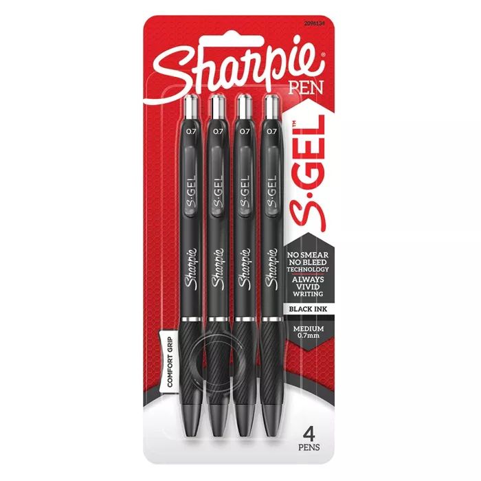 Sharpie 4pk Gel Pens S-Gel 0.7mm Black | Target