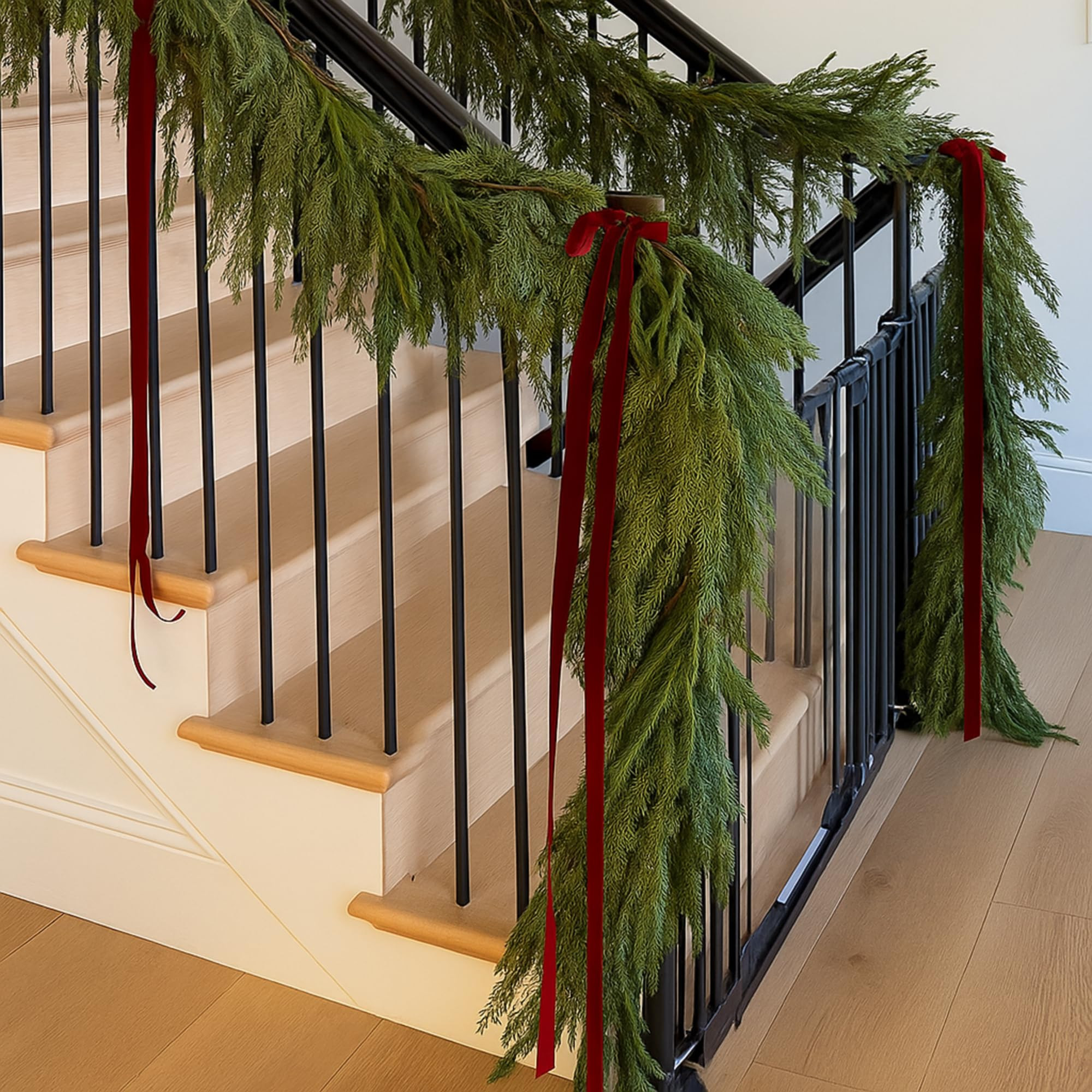 Janinka 6 Pcs Burgundy Large Velvet Christmas Swag Bow 31.5 x 23.6 inch Vintage Christmas Ornamen... | Amazon (US)