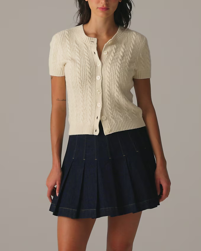 Cable-knit short-sleeve cardigan top | J. Crew US