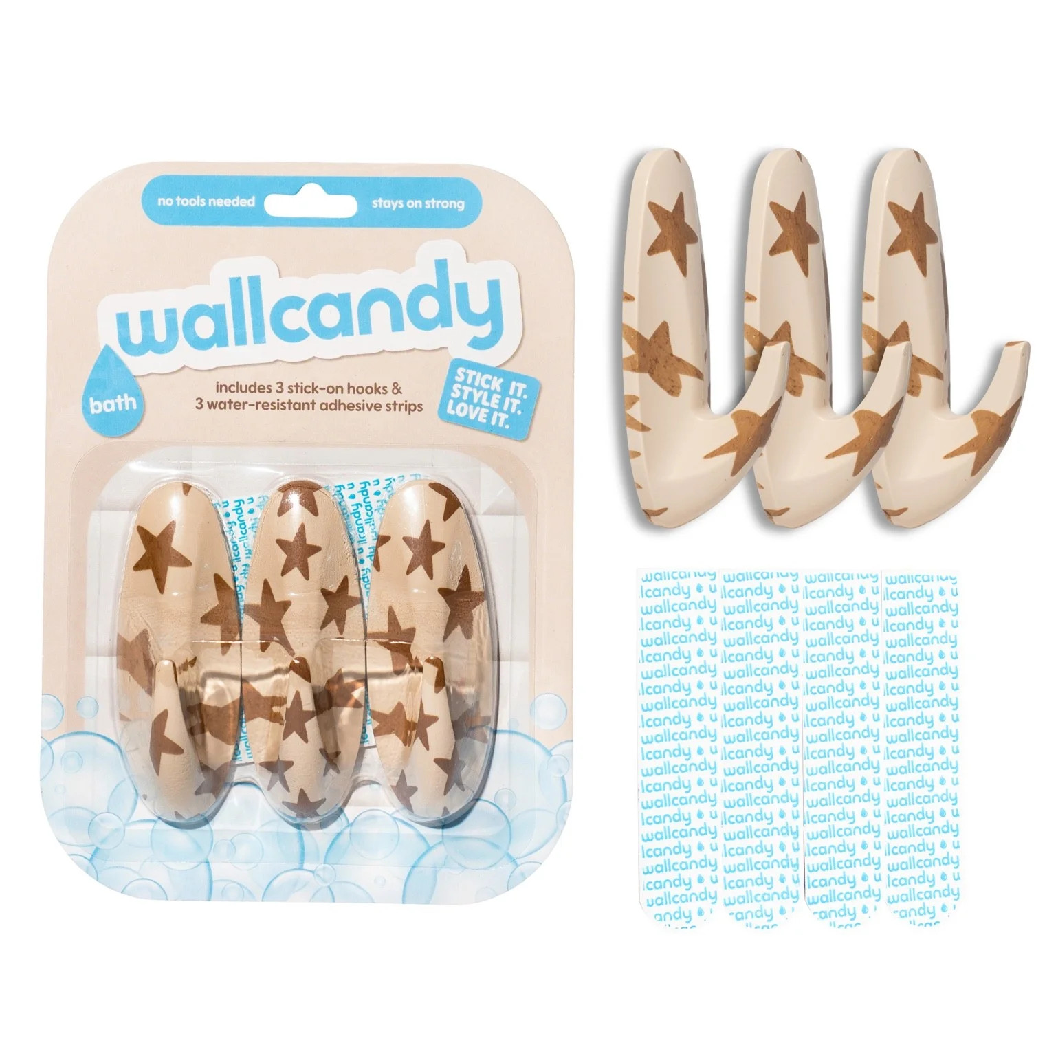 WallCandy Bath Large Stars Adhesive Wall Hooks with 3M Command Strips, 3 pack | Walmart (US)
