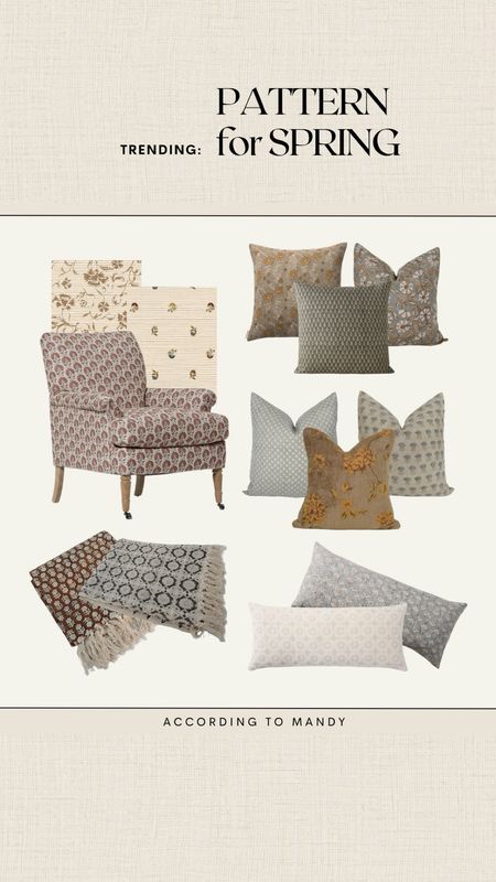 Trending: Pattern for Spring! 

pattern pillow, pattern home finds, trending home decor, trending home finds, accent chairs, pattern chairs, floral chair, floral accent chair, wallpaper, floral wallpaper, throw blanket, floral pillow, etsy finds, etsy favorites, etsy pillow, magnolia home, magnolia pillow 

#LTKhome
