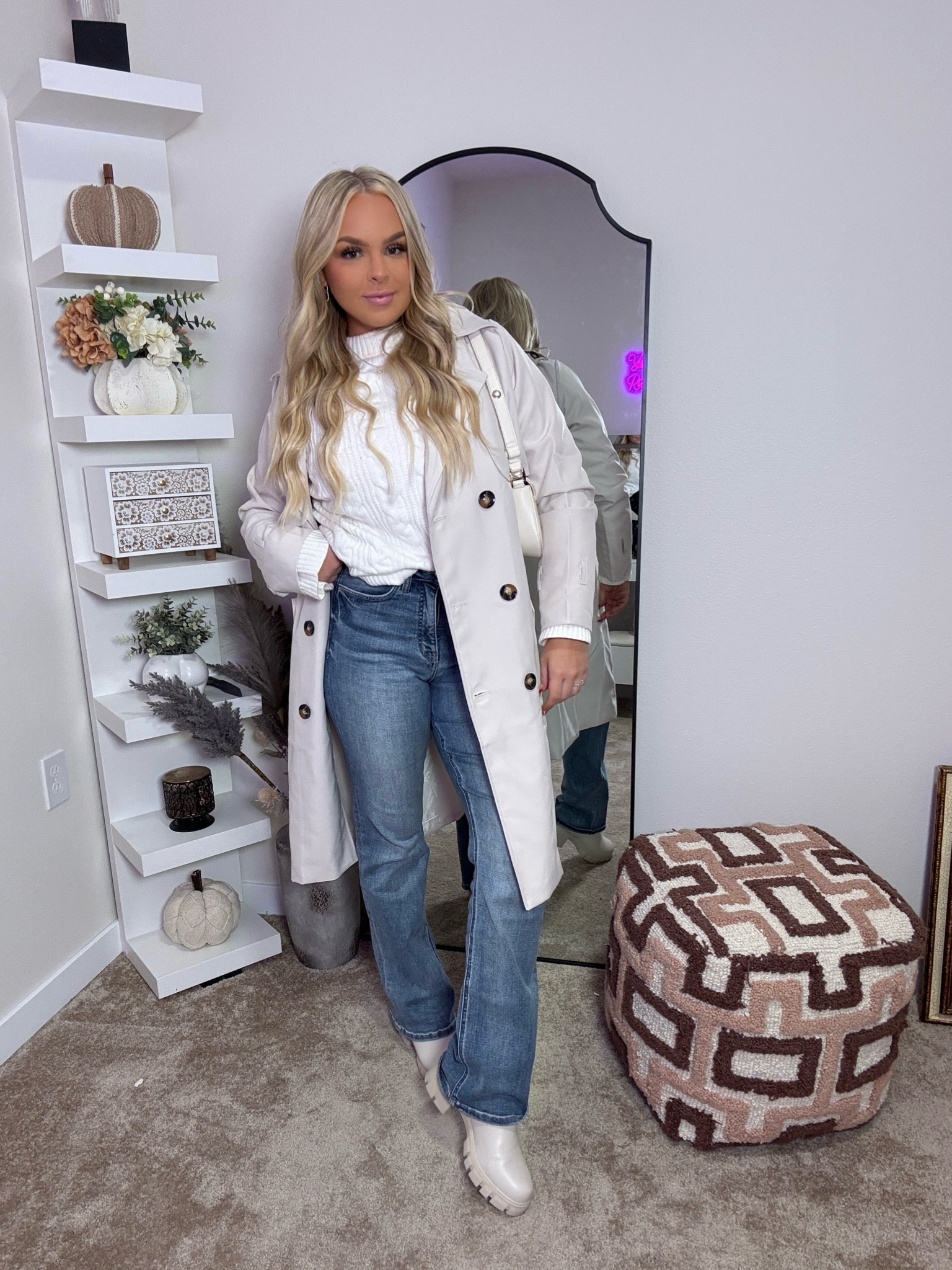 Couldn’t find the exact jacket but this one is veryyy close! Wearing a size medium! Wearing a large in the sweater, and a 7 in the jeans 🤍 The jeans are the shade medium-light! 

#LTKGiftGuide #LTKSeasonal #LTKHoliday