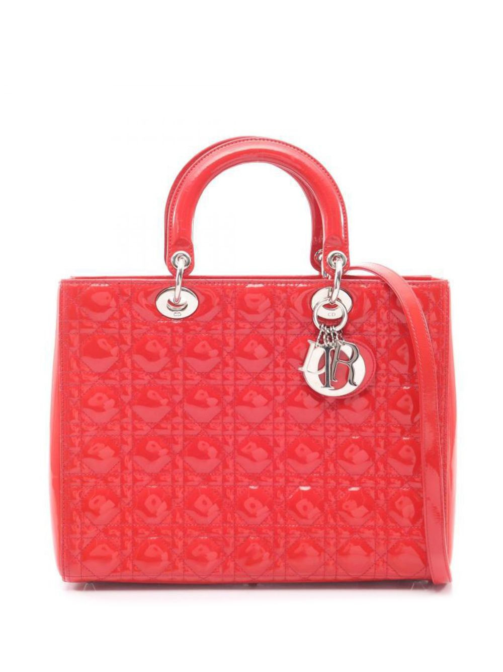 Christian Dior Pre-Owned 2000s large Lady Dior patent leather tote bag - Red | Farfetch Global