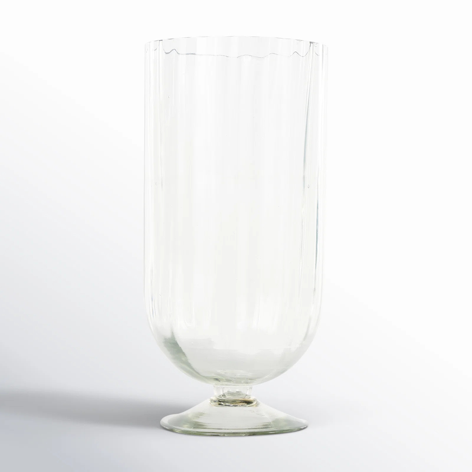 Cole And Grey Glass Ribbed Candle Holder With Elevated Base | Birch Lane
