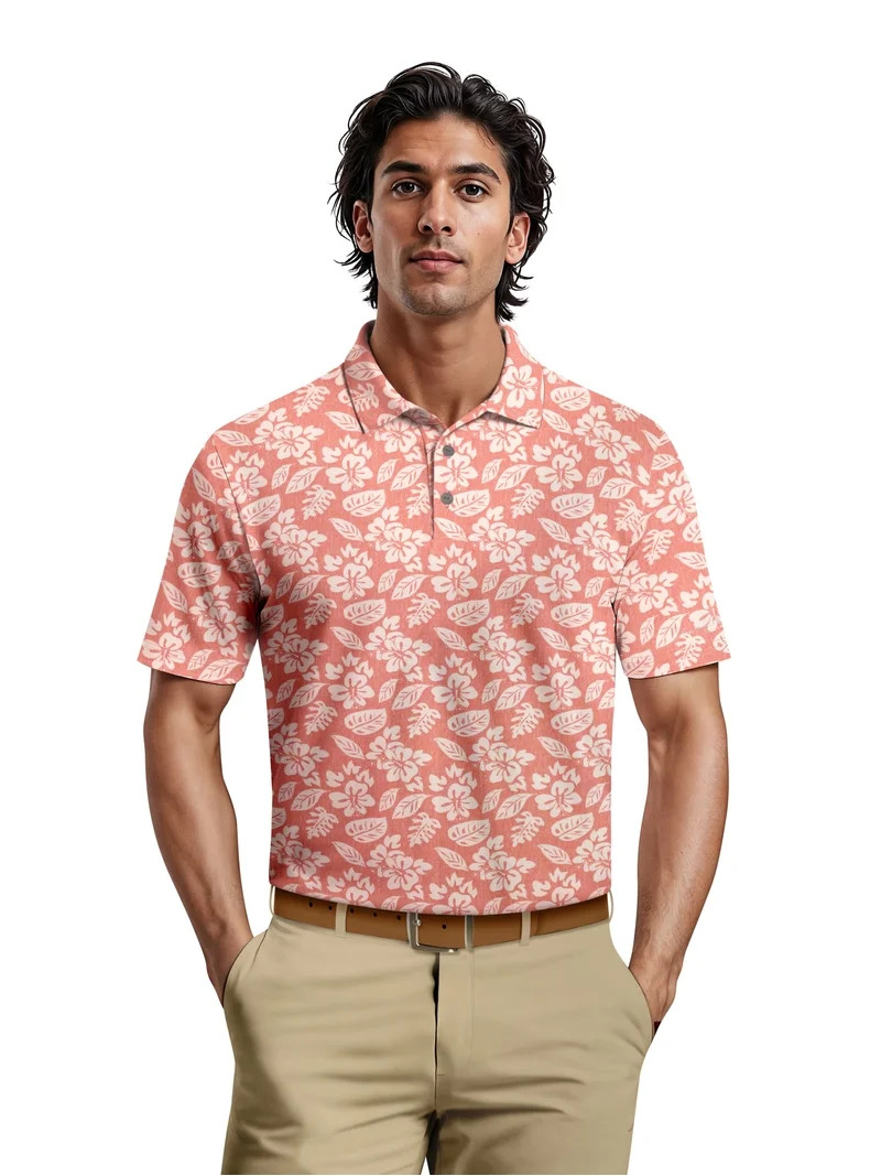 Ben Hogan Men's & Big Men's Performance Crosshatch Tropical Short Sleeve Polo Shirt, up to 5XL | Walmart (US)