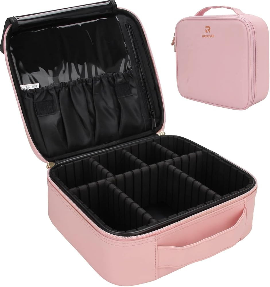 Relavel Travel Makeup Train Case Makeup Cosmetic Case Organizer Portable Artist Storage Bag with ... | Amazon (US)