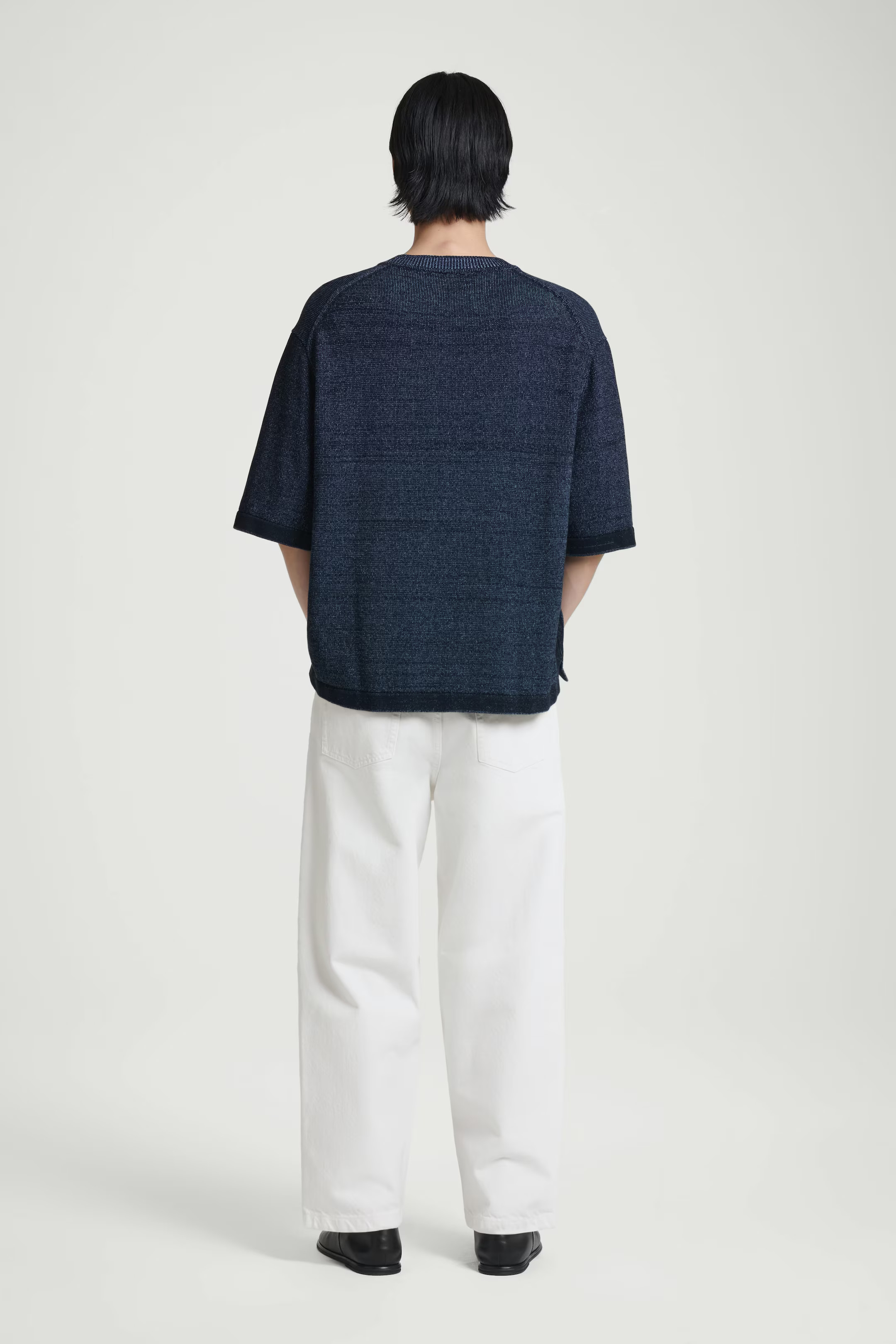 OVERSIZED TWOTONE KNITTED COTTON TSHIRT - BLUE | COS (AU)