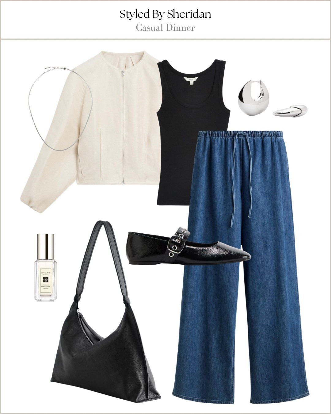 Casual outfit idea for dinner 

Drawstring denim trousers / ballet flats / transitional style / autumn fashion / bomber jacket 

#LTKshoes #LTKautumn #LTKstyletip