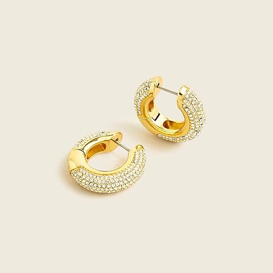 Gold-plated pavé huggie earrings | J.Crew US