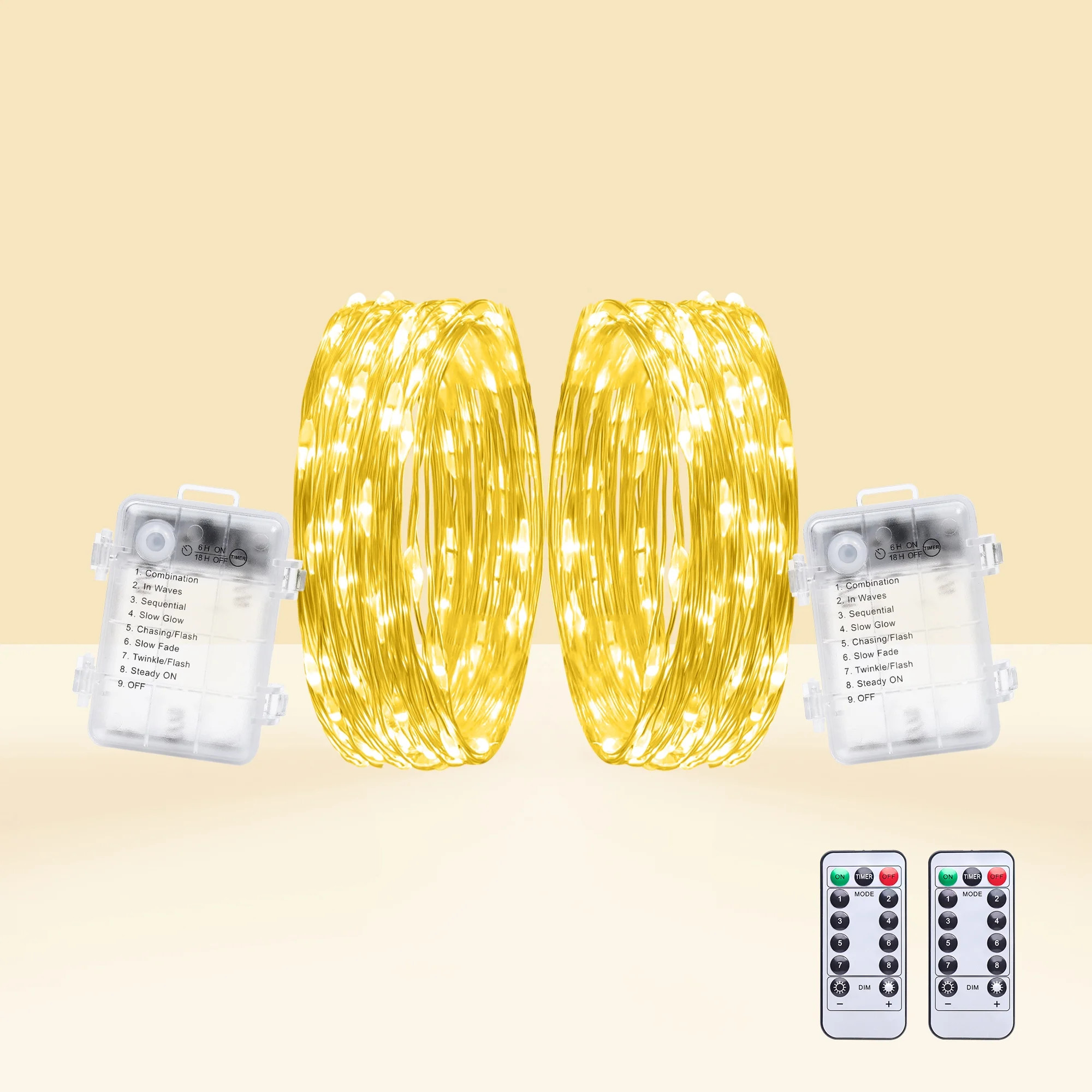 GFLAI 2 Packs Fairy Lights Battery Operated, 32 FT 100LEDs Warm White Fairy Lights with Remote Tw... | Walmart (US)