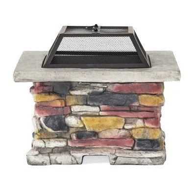 28" Stone Gray Concrete Wood Burning Fire Pit Table With Lid. Enhance Your Outdoor Space. Elegant Design Matte Steel. Flickering Flames, Engineered Ba | Wayfair North America