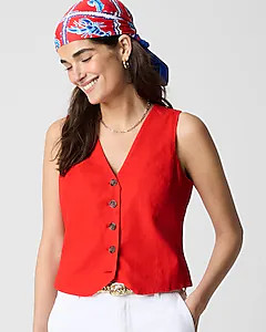 Button-front linen-blend vest | J.Crew Factory