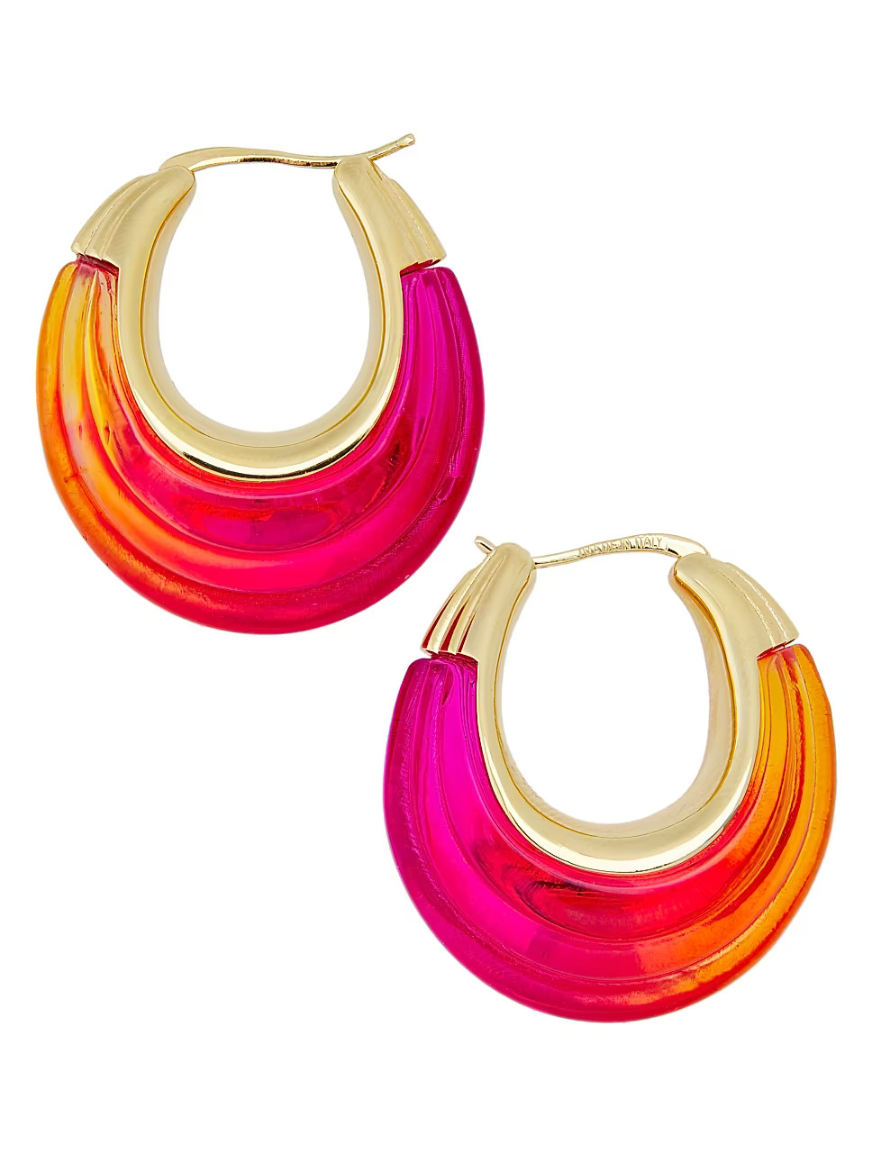 Goldtone, Resin & Glass Crystal Puff Hoop Earrings | Saks Fifth Avenue