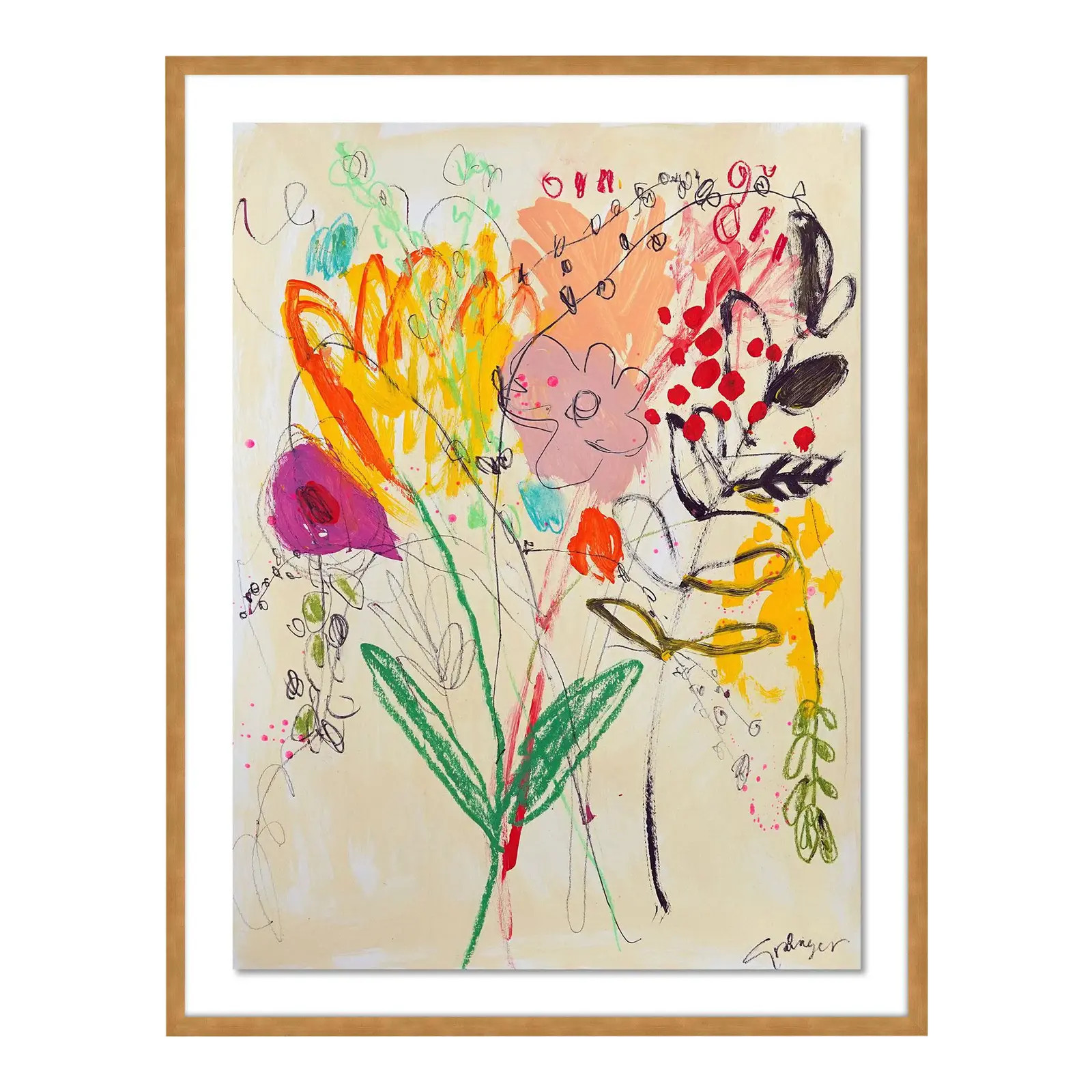 Flowers for Her by Lesley Grainger in Gold Frame, Small Art Print | Chairish