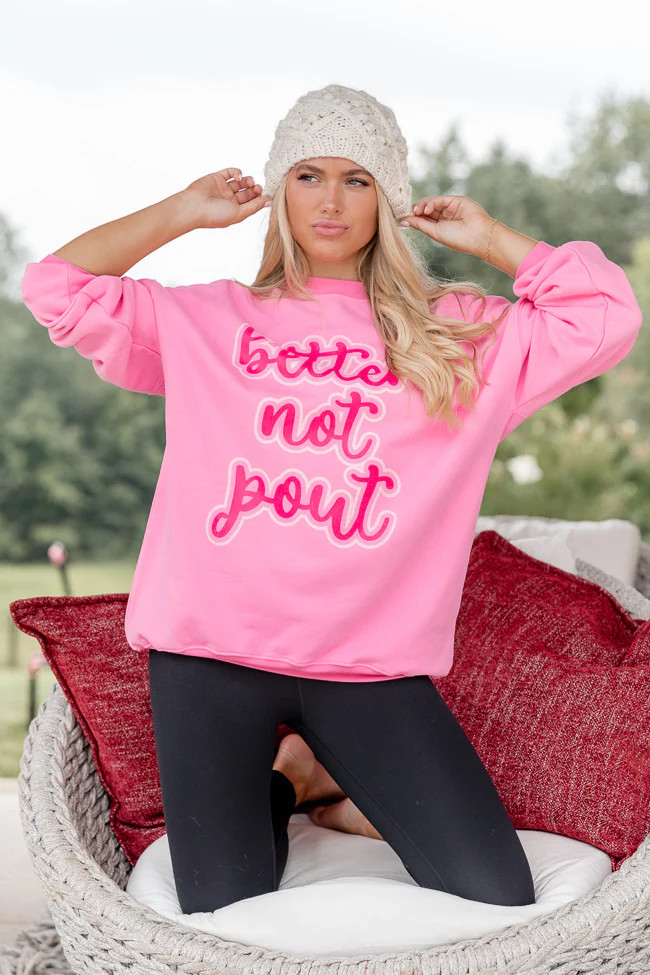 Better Not Pout Pink Oversized Graphic Sweatshirt | Pink Lily