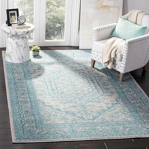Safavieh Adirondack Collection ADR108L Light Grey and Teal Oriental Vintage Medallion Area Rug (4... | Amazon (US)
